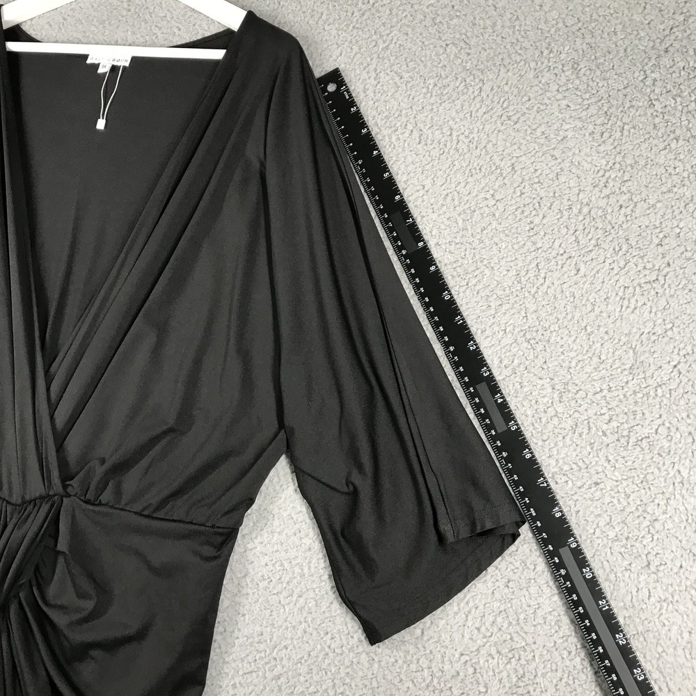 BALTIC BORN Dress Size 3X MIMI Black Ruched Faux Wrap Midi Draped - Picture 14 of 14